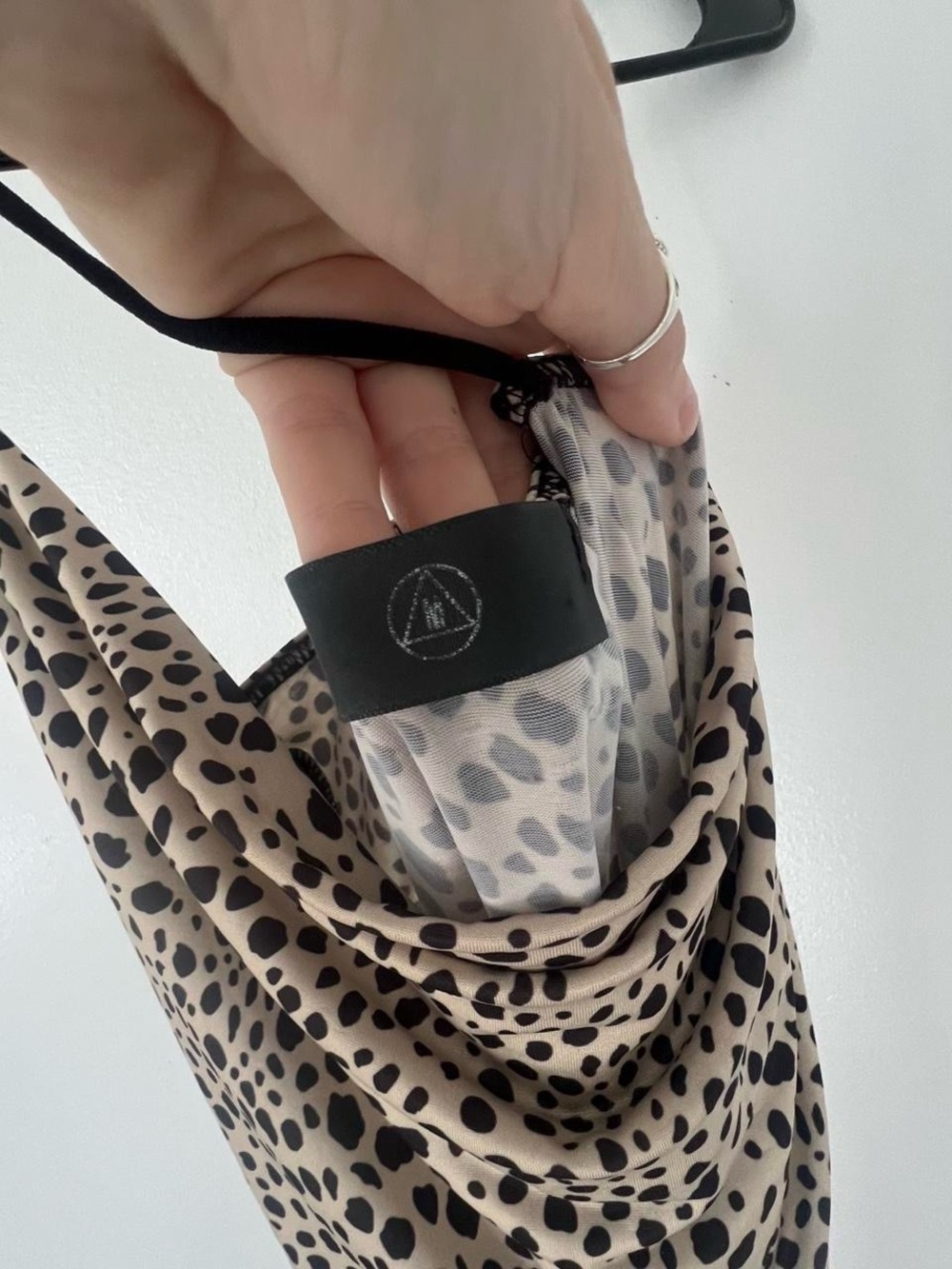 Leopard Print Cowl Neck Slip Dress - Beige/Black - Picture 3 of 4